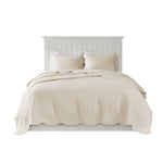 3 Piece Reversible Scalloped Edge Quilt Set Cream King Cal King EX-STOCK