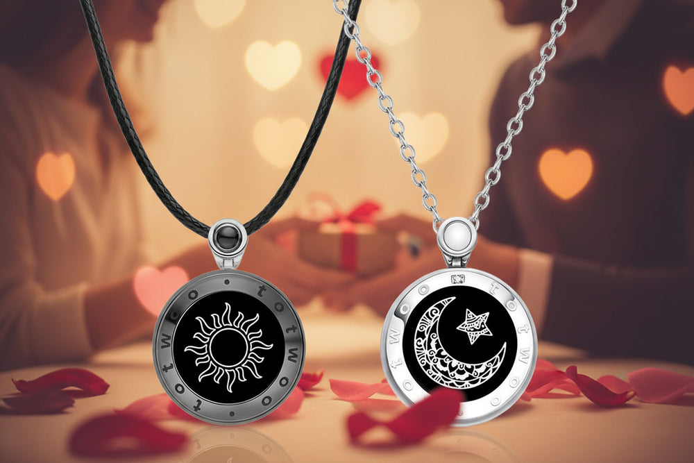 Collier Pendentif en Agate Amoureux Soleil & Lune pour Couples, Cadeau d'Amour à Induction Intelligente - EX-STOCK Canada 