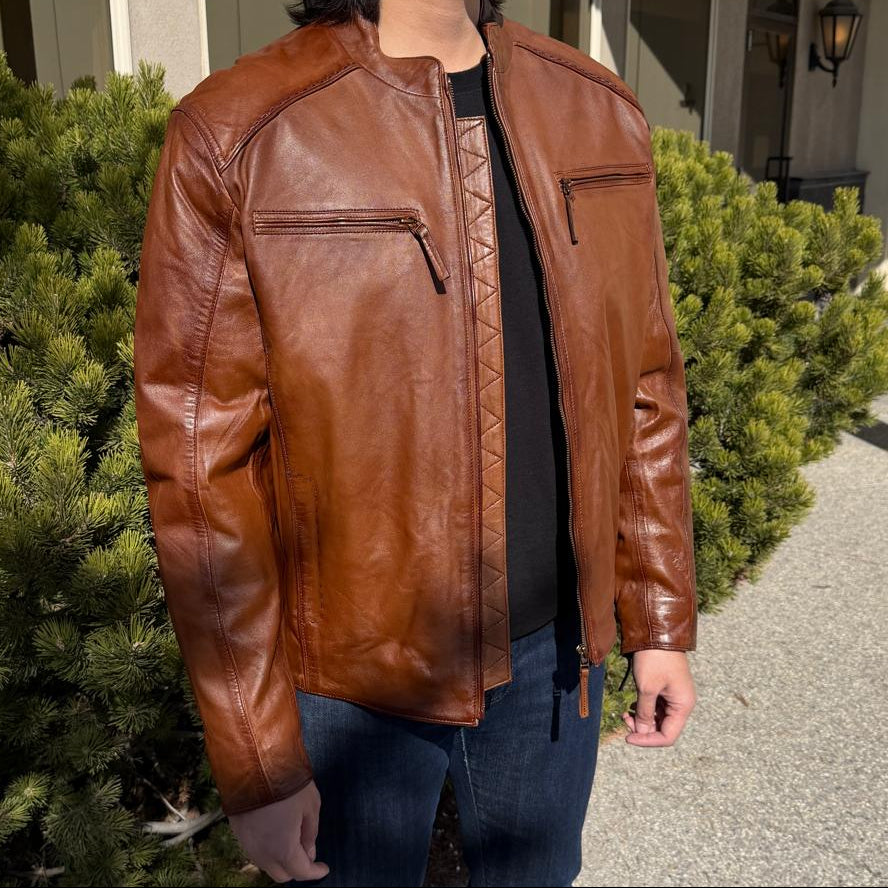 Chaqueta de Cuero BOL para Hombre Estilo Racer 
