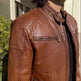 BOL Men's Snap Collar Leather Racer Jacket 