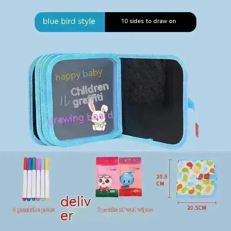 10-sided Children's Early Education Picture Book Double-sided Graffiti Drawing Board Portable Children Drawing Coloring Book - EX-STOCK CANADA