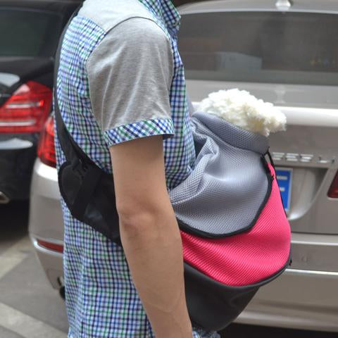 Pet Sling Carrier Bag – Breathable Mesh Shoulder Bag for Small Dogs & Cats | S & M | 5 Colours pink