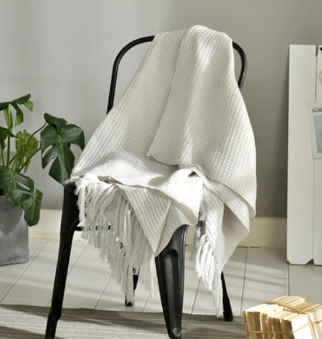 Fringed Knitted Small Blanket Napping Blanket Sofa Blanket EX-STOCK Canada 