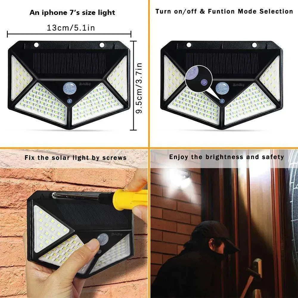 100LED solar wall LED light Outdoor, Corridor, Garden, Courtyard Lightning - EX-STOCK CANADA