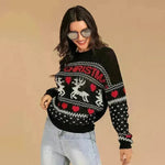 Christmas fawn Antics Reindeer Black  pullover sweater - EX-STOCK CANADA