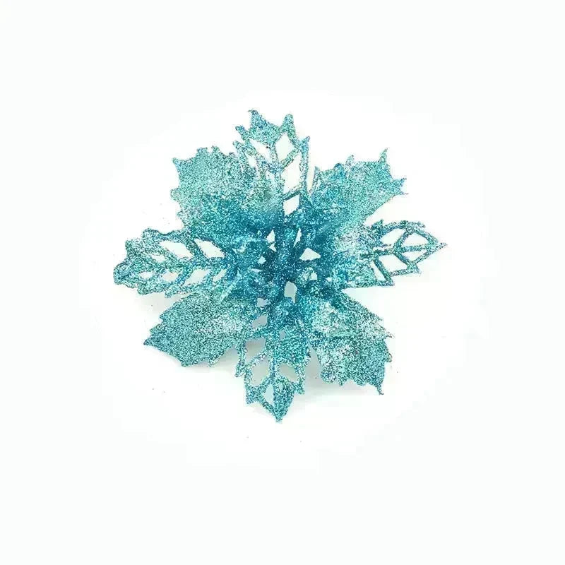 Glitter Artifical Christmas Flowers Christmas Tree Decorations For Home Fake Flowers Xmas Ornaments New Year Decor - EX-STOCK CANADA