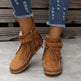 Women's suede tassel ankle boots in black, dark brown and khaki