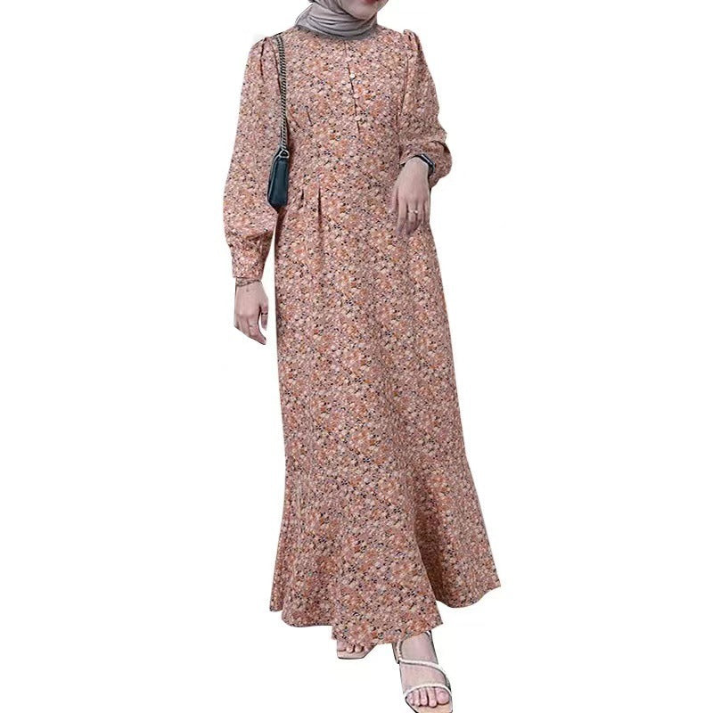 Vêtement musulman style bohème robe courte à petites fleurs - EX-STOCK Canada