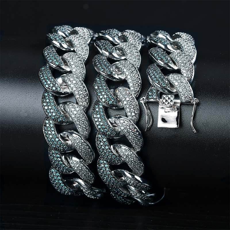Emerald color men's large Cuban chain EX-STOCK Canada 