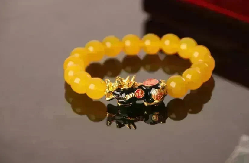 3D Gold Plated PiXiu Crystal Beaded Bracelet - EX-STOCK CANADA