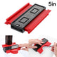 Tool with red base and black top, used for measurement or cutting, on a white background.