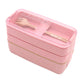 Three-layer Wheat Stalk Separated Bento Lunch Box EX-STOCK
