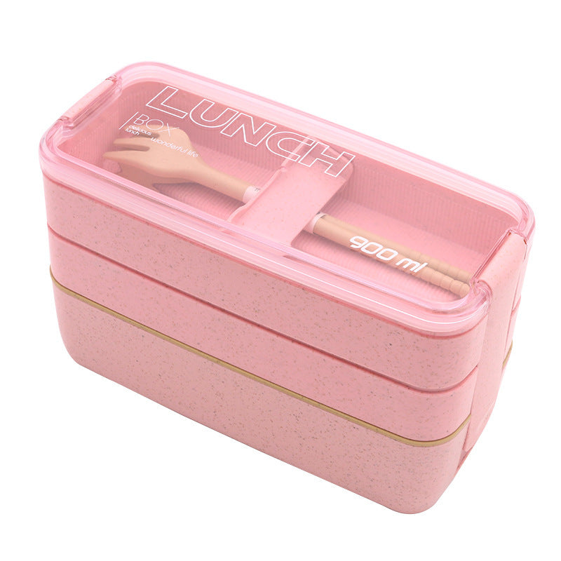 Three-layer Wheat Stalk Separated Bento Lunch Box EX-STOCK