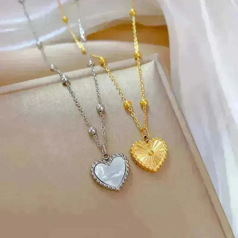 Heart-shape Love Necklace For Valentines Day Temperamental Personality Minimalist Stove Real Gold Necklace Female - EX-STOCK CANADA