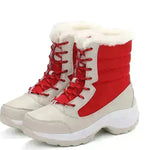 Botas de nieve de invierno Femenina de zapatos de algodón de algodón impermeable al alto tobillo más zapatos de terciopelo