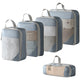 Gray travel compression mesh storage bags 5-piece set laid flat
