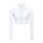 Autumn And Winter New Elastic Slim-fit High neck Zip Up Yoga crop top