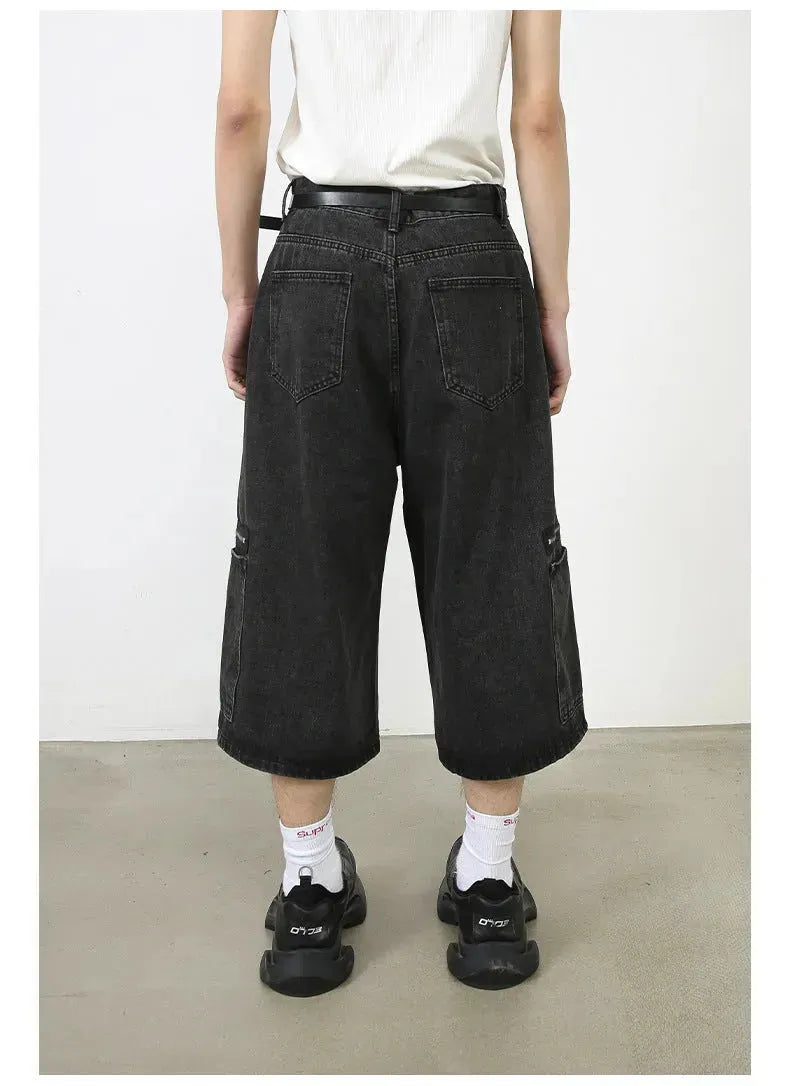 Workwear Denim Shorts New Loose Street Personalized Cropped Baggy Pants