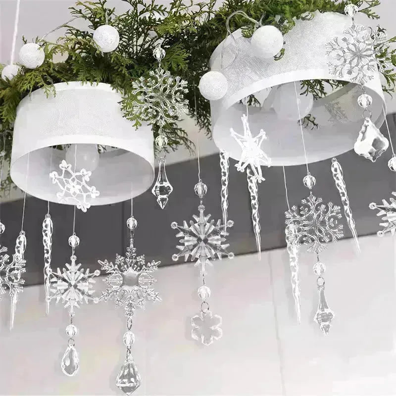 10pcs Christmas Tree Hanging Pendants Acrylic Ice Strip Snow Ceiling Xmas Ornaments New Year Christmas Decoration Home Decor - EX-STOCK CANADA