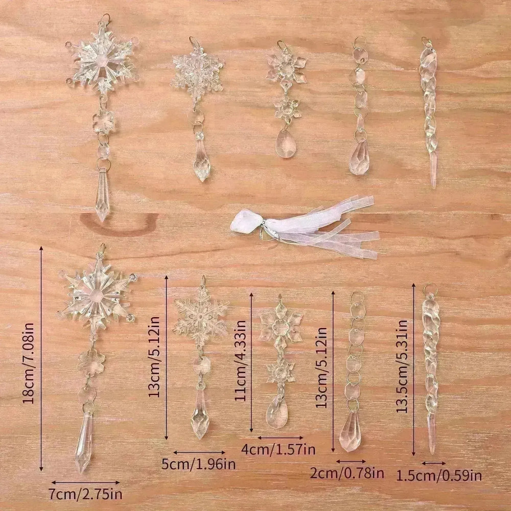 10pcs Christmas Tree Hanging Pendants Acrylic Ice Strip Snow Ceiling Xmas Ornaments New Year Christmas Decoration Home Decor - EX-STOCK CANADA