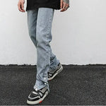 Ankle Snap Denim jeans Pant men straight leg