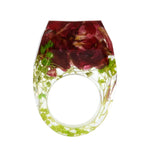 Bosque de resina de flores secas anillo epoxi de flores secas hechas a mano