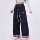 Women's Retro Wide-Leg Sweatpants – Plaid Rolled-Up Hem & Embroidered Drawstring Joggers | XS–4XL 2