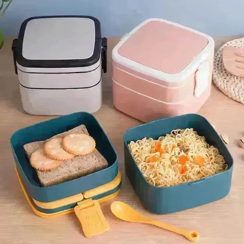 Double-layer portable Bento Thermal Insulated  lunch box with lid. - EX-STOCK CANADA