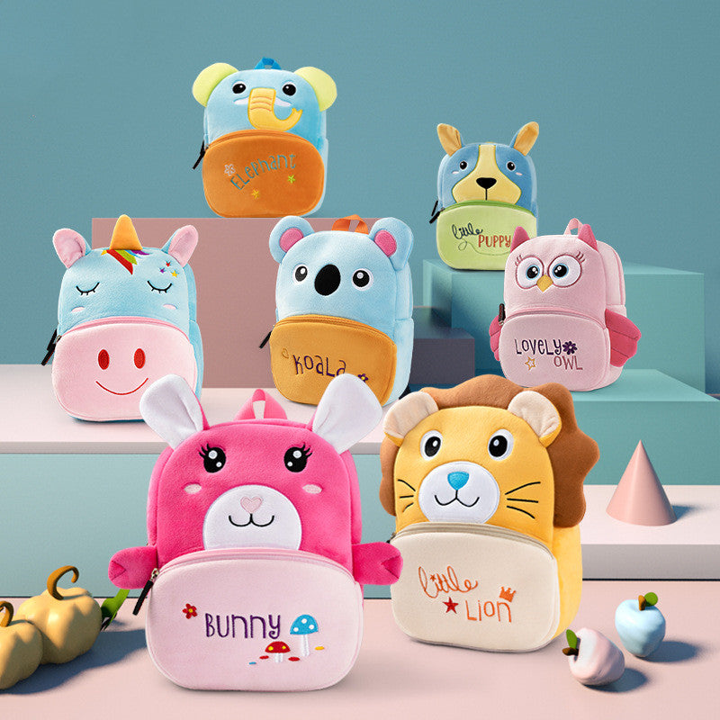 Cute Animal Plush Kindergarten Backpack for Kids – Lion, Owl, Koala & More