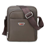 Brown shoulder bag with a visible brand logo on a white background