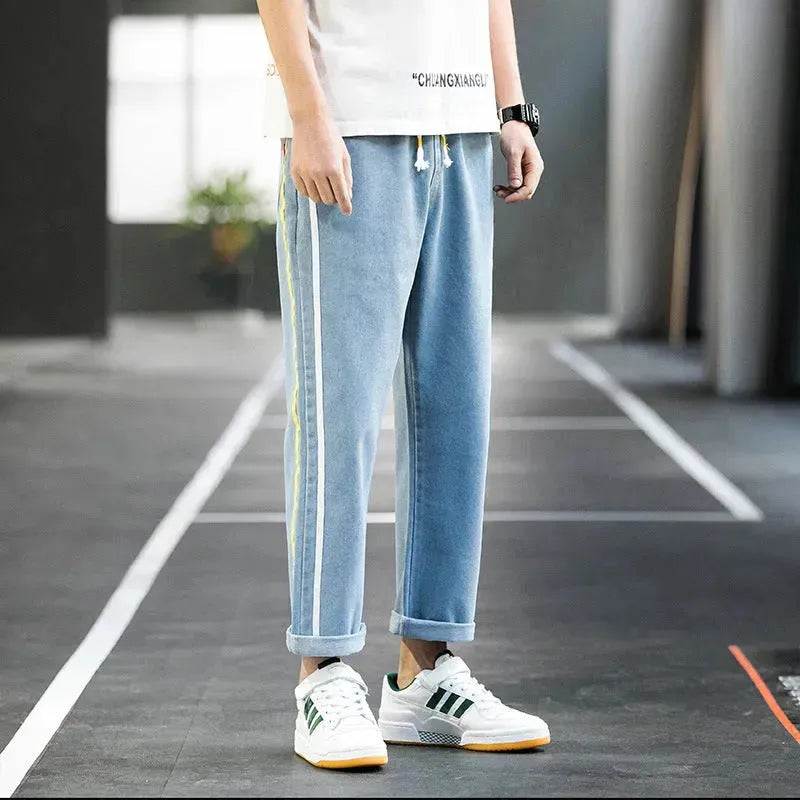 Men Casual pants Denim Jeans trousers, wide-leg pants
