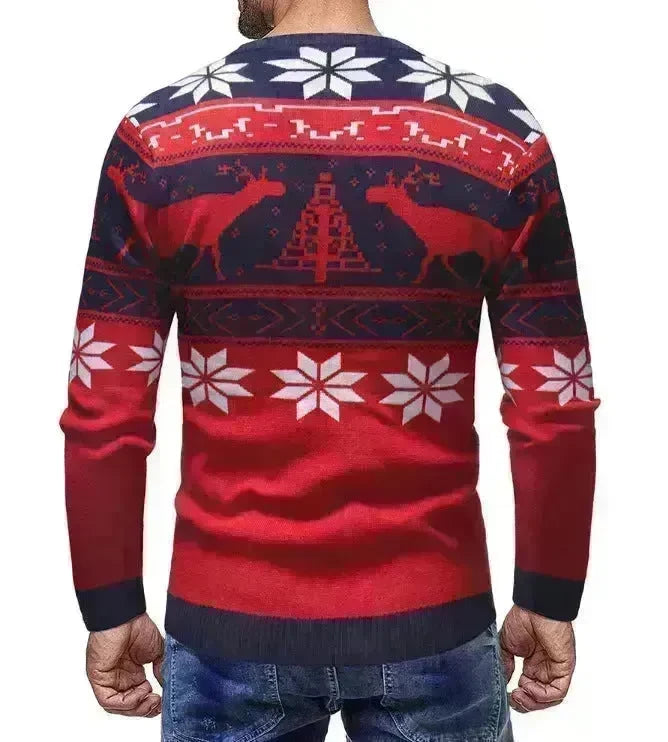 Christmas fawn deer Knit Cashmere sweater for men - EX-STOCK CANADA