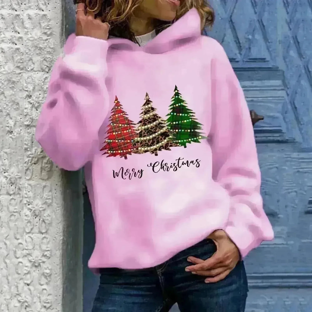 Merry Christmas tree Cashmere hoodie sweater loose top - EX-STOCK CANADA