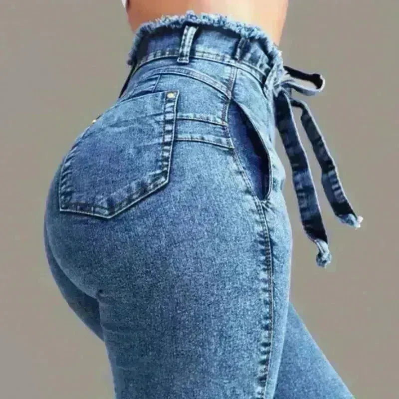 High Waist Fringed jeans Bootcut Pant Women - EX-STOCK CANADA