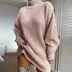 Winter Solid Mini Jumper Dress Turtleneck Sweater Dress - EX-STOCK CANADA
