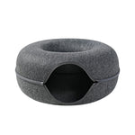 Four Seasons Available Cat Nest Round Woolen Felt Pet Dual-use Cat Nest Tunnel Interactive Training Toy Grey Felt Cat Nest EX-STOCK Canada 