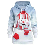 Sudadera de sudadera con capucha estampada de muñeco de nieve feo