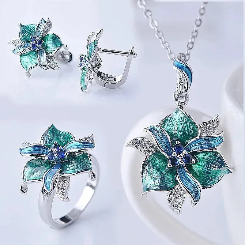 Purple Epoxy Earrings Pendant Set - EX-STOCK CANADA
