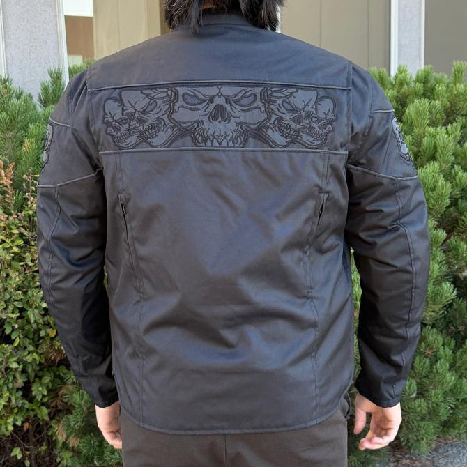 Open Road Men's Reflective Skull Cordura Motorcycle Jacket 