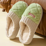 Solid Rhombic Letter Home Slippers Winter Warm Non-slip Floor Bedroom Plush Slipper For Couple House Shoes Women Men - EX-STOCK Canada