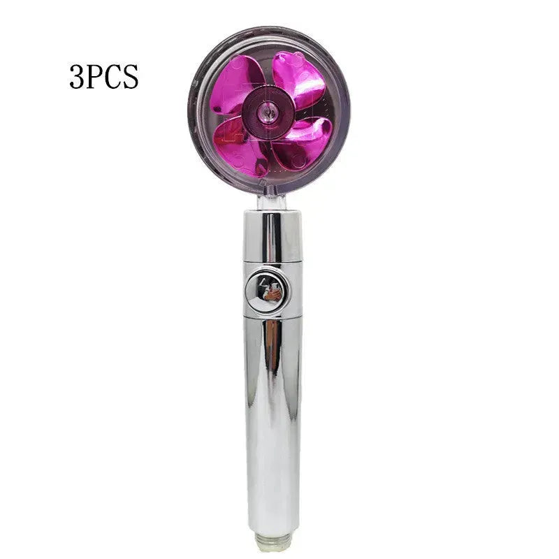 Propeller Driven Shower Head With Stop Button And Cotton Filter Turbocharged High Pressure Handheld Shower Nozzle - EX-STOCK CANADA