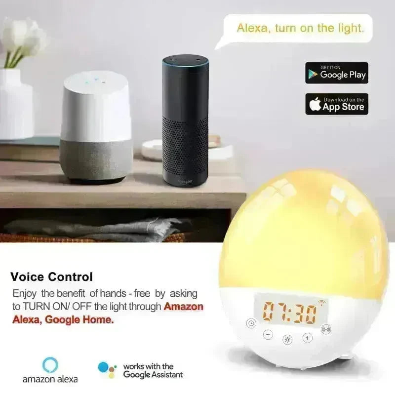 Wifi voice control smart wake-up light alarm clock - EX-STOCK CANADA