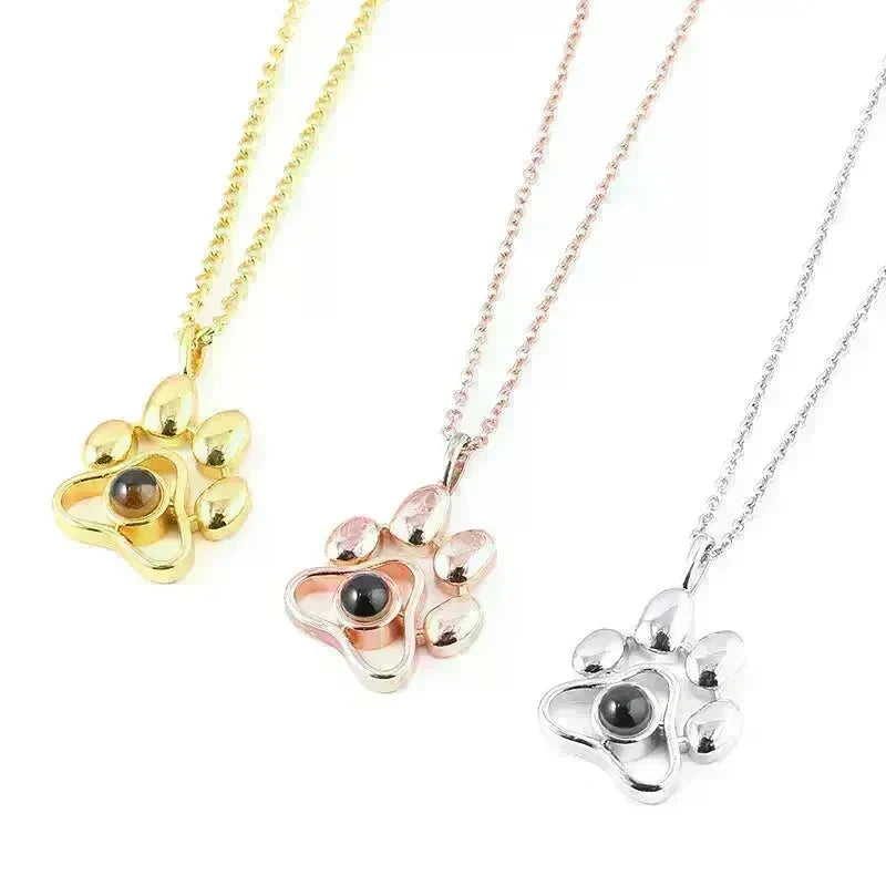 Cute Animal Dog Paw Personalized Custom Projection Necklace - EX-STOCK CANADA