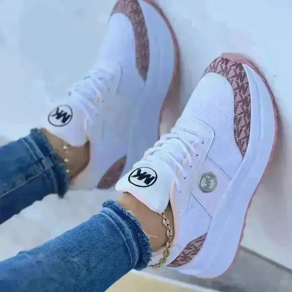 Casual Lace-up Sports Shoes Thick-soled Color-blocked Round-toe Platform Sneakers Outdoor Casual Walking Running Shoes - EX-STOCK CANADA