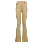 Brown High Waist Stretch Bootcut Jeans Women Casual Pants - EX-STOCK CANADA