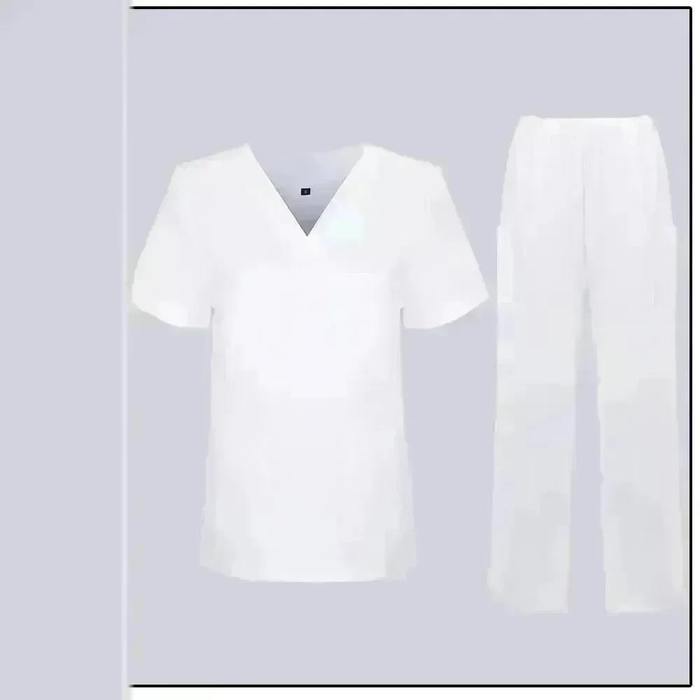 Women Nurse Uniform Female Hospital Nurse Costume V Neck Top Pants Set Nursing Uniforms Women Scrubs Set for Beauty Salon Massaging Workwear - EX-STOCK CANADA