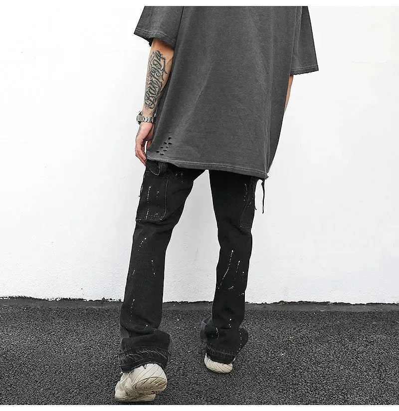 Reconstructed Splatter Denim Jeans pant fashion men - EX-STOCK CANADA