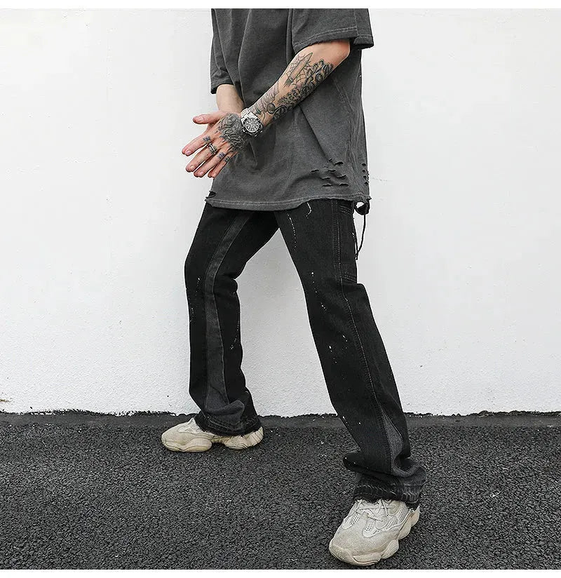 Reconstructed Splatter Denim Jeans pant fashion men