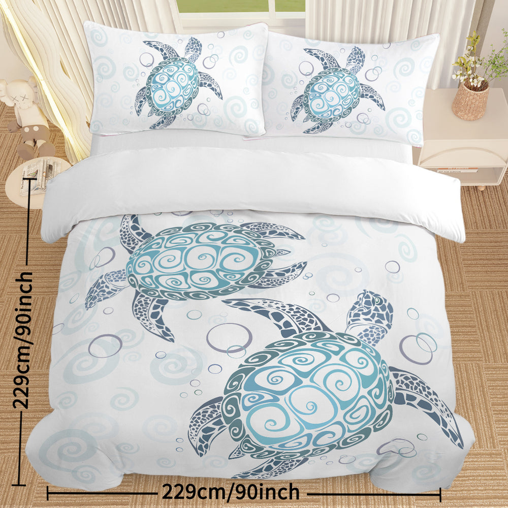 Sea Turtle Bedding Aqua Teal Blue Duvet Cover Sets Beach Turtle Bed Sets Ocean 3 Piece Turtle Themed Comforter Cover With 2 Pillowcases Twin Full Queen King Size EX-STOCK Canada 