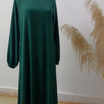 Muslim Rhinestone Dubai Round Neck Pullover Belt Dress - EX-STOCK Canada